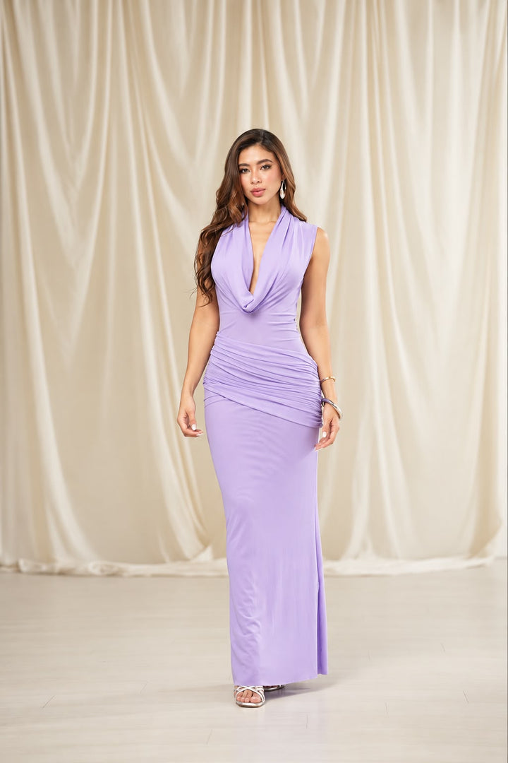 VESTIDO MALLA TEX DRAPEADO