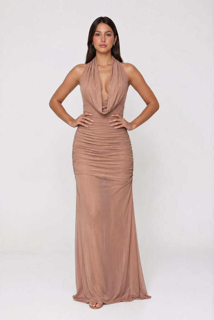 VESTIDO  HALTER DRAPEADO
