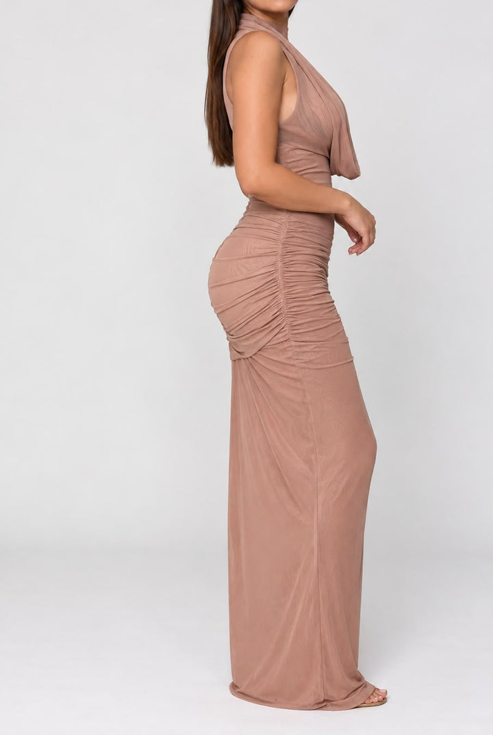 VESTIDO  HALTER DRAPEADO