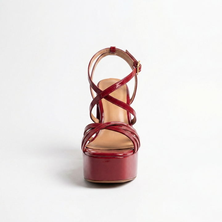 Tacones Vinotinto con tacón ancho