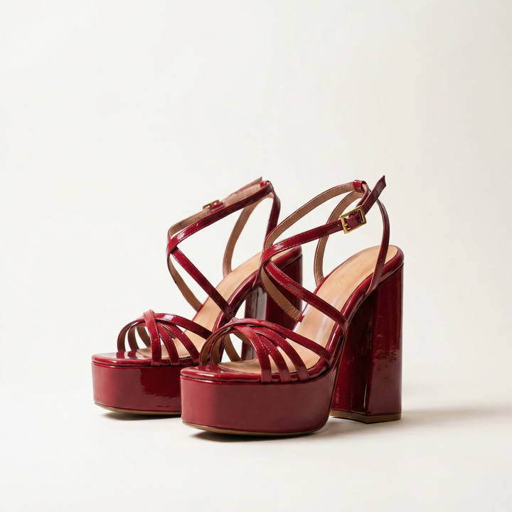 Tacones Vinotinto con tacón ancho