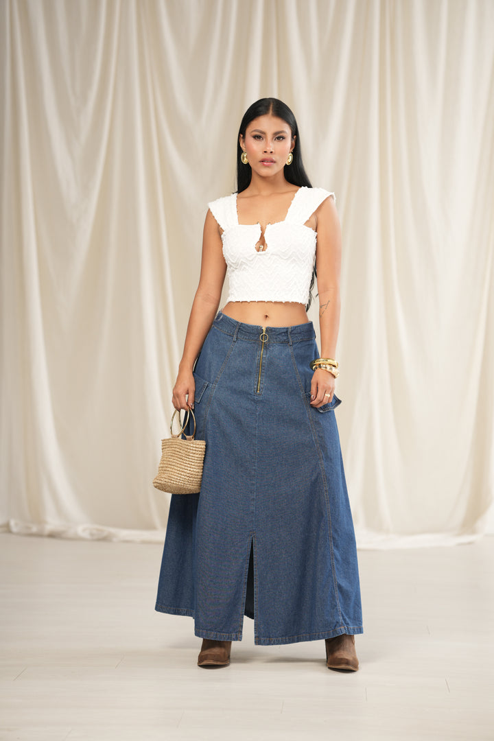 TOP TWEED BLANCO