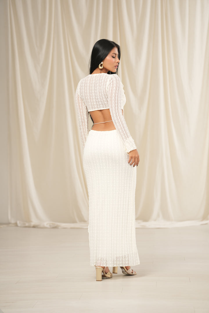 VESTIDO LARGO ENCAJE BLANCO