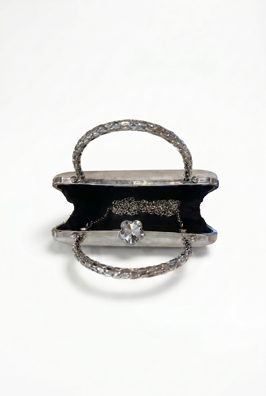 CARTERA CLUTCH PLATA TEXTURIZADA