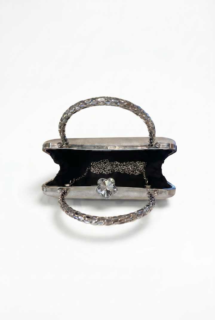 CARTERA CLUTCH PLATA TEXTURIZADA